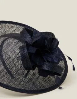 Accessorize Large Disc Feather Corsage Fascinator Blue