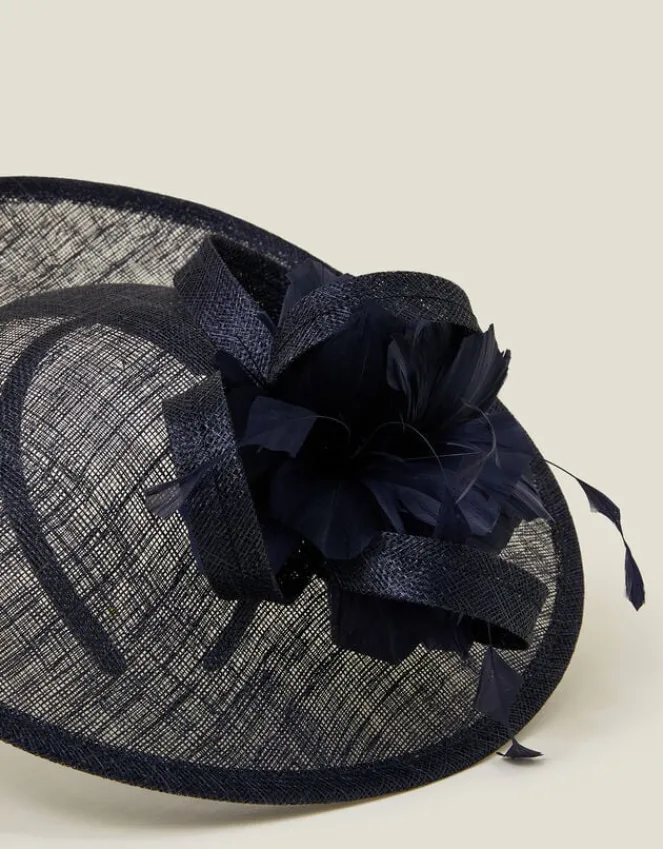 Accessorize Large Disc Feather Corsage Fascinator Blue