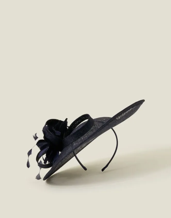 Accessorize Large Disc Feather Corsage Fascinator Blue