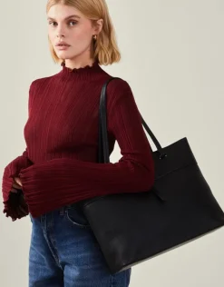 Accessorize Large Faux Leather Tote Bag Black
