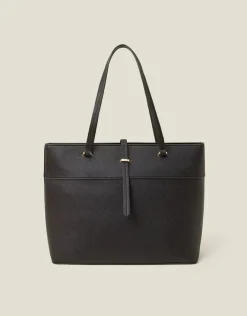 Accessorize Large Faux Leather Tote Bag Black