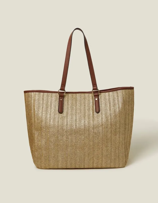 Accessorize Large Metallic Raffia Shopper Bag
