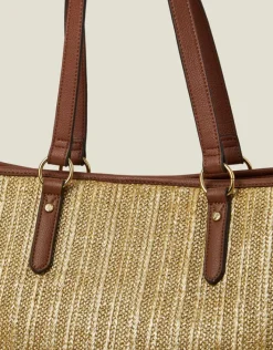 Accessorize Large Metallic Raffia Shopper Bag