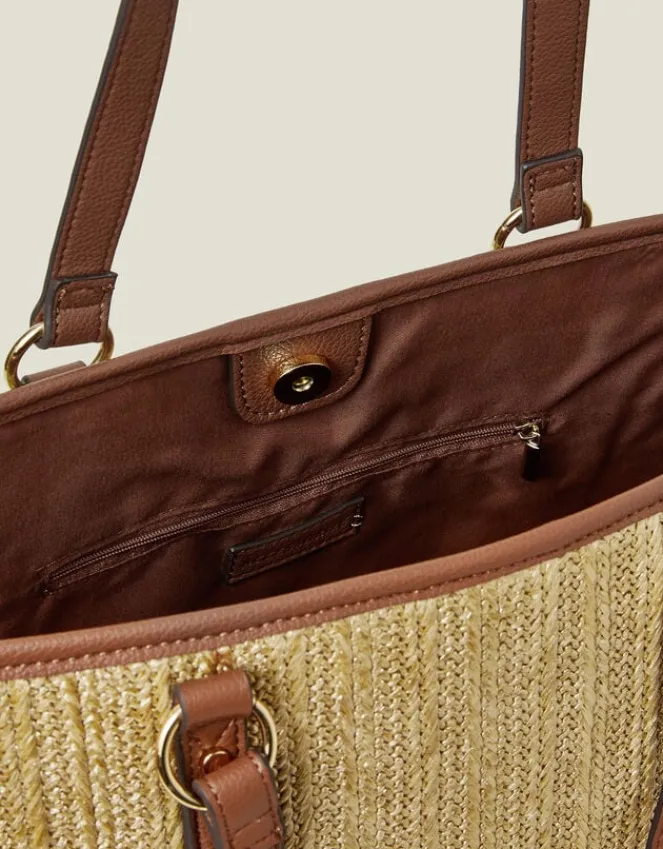 Accessorize Large Metallic Raffia Shopper Bag