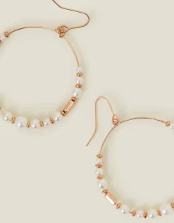 Accessorize Large Pearl Beaded Hoop Earrings