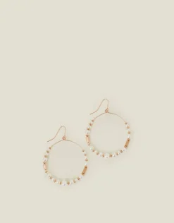 Accessorize Large Pearl Beaded Hoop Earrings