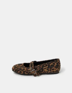 Accessorize Leopard Print Buckle Ballet Flats Leopard
