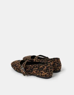 Accessorize Leopard Print Buckle Ballet Flats Leopard
