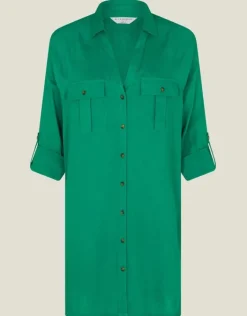 Accessorize Long Sleeve Beach Cover Up Shirt Green