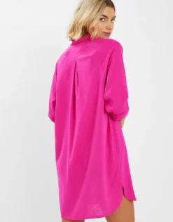 Accessorize Long Sleeve Beach Cover Up Shirt Pink