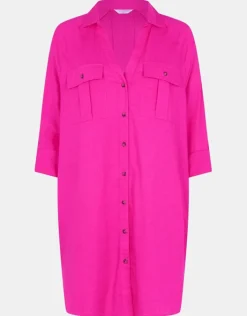 Accessorize Long Sleeve Beach Cover Up Shirt Pink