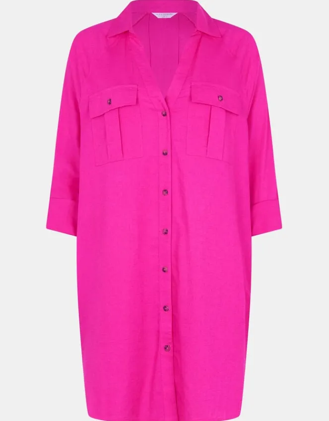 Accessorize Long Sleeve Beach Cover Up Shirt Pink