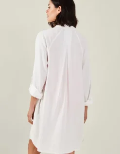 Accessorize Long Sleeve Beach Cover Up Shirt White