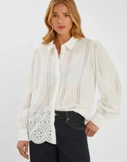 Accessorize Long Sleeve Broderie Shirt White