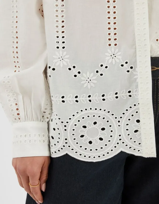 Accessorize Long Sleeve Broderie Shirt White