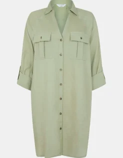 Accessorize Long Sleeve Shirt Beach Cover-Up Green
