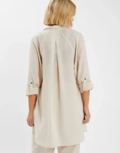 Accessorize Long Sleeve Shirt Beach Cover-Up Camel