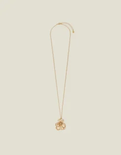 Accessorize Longline Brushed Flower Pendant Necklace