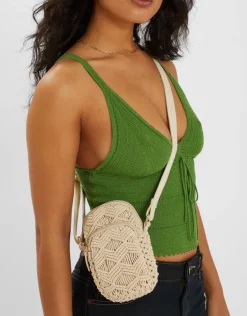 Accessorize Macrame Phone Bag Cream