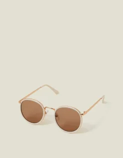 Accessorize Marbled Metal Round Sunglasses