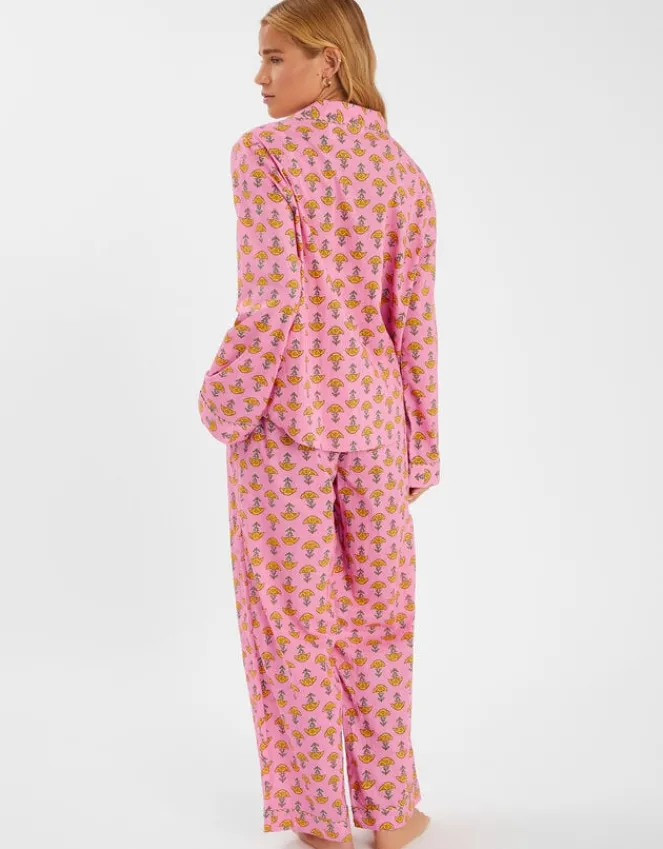 Accessorize Marigold Print Long Pyjamas Set Pink