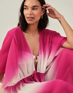 Accessorize Maxi Pleated Kaftan Pink