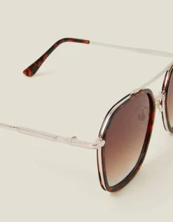 Accessorize Metal Tortoiseshell Aviator Sunglasses