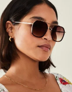 Accessorize Metal Tortoiseshell Aviator Sunglasses