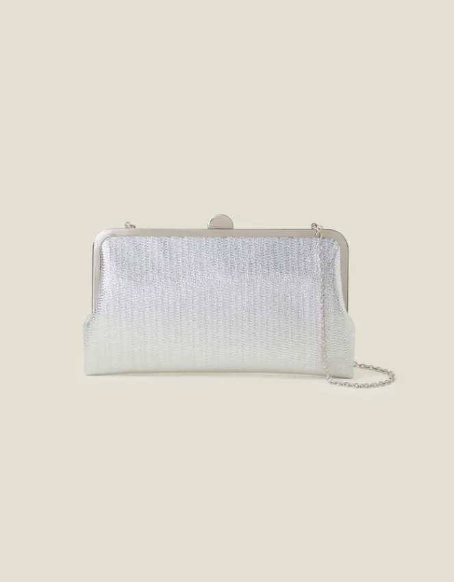 Accessorize Metallic Clutch Bag Silver