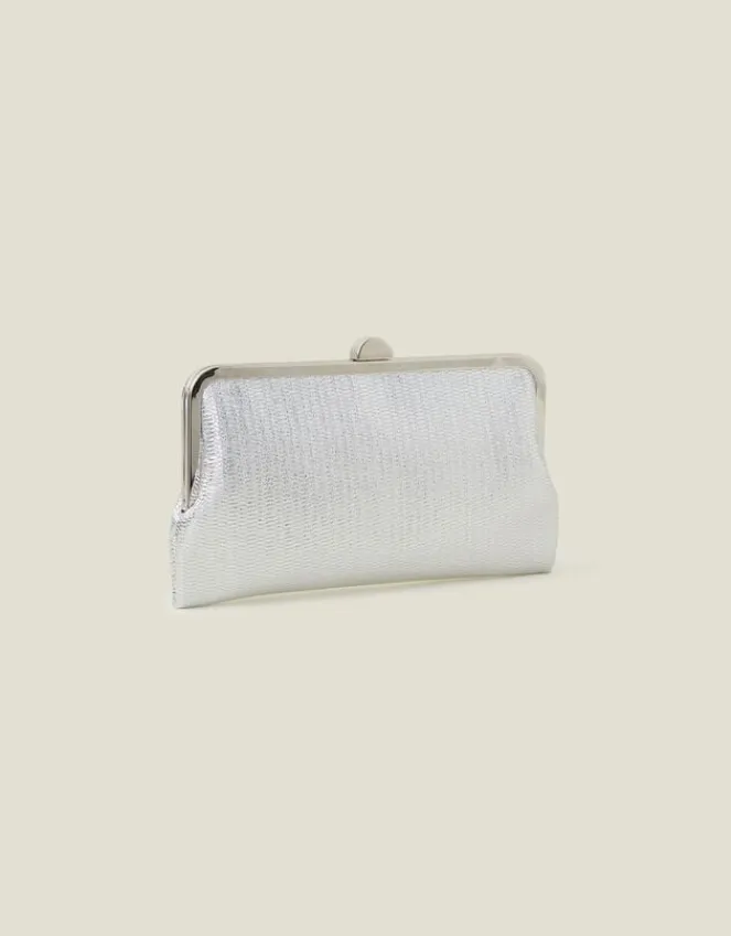 Accessorize Metallic Clutch Bag Silver