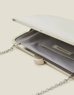 Accessorize Metallic Clutch Bag Silver
