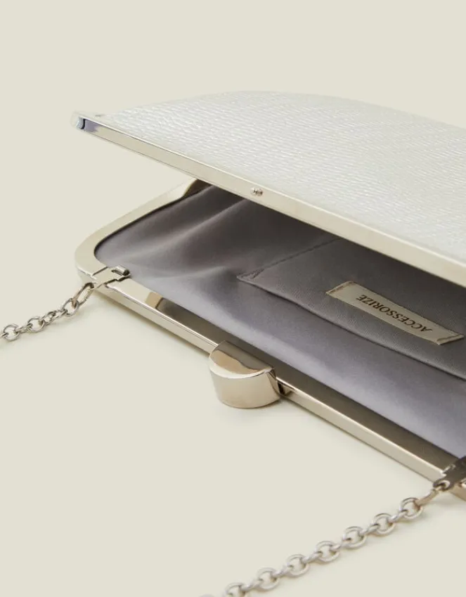 Accessorize Metallic Clutch Bag Silver