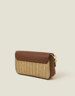Accessorize Metallic Raffia Cross-Body Bag Gold