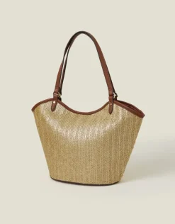 Accessorize Metallic Raffia Shopper Bag