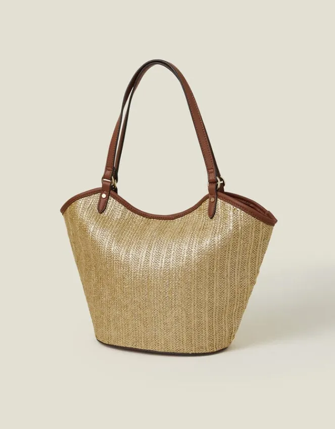 Accessorize Metallic Raffia Shopper Bag