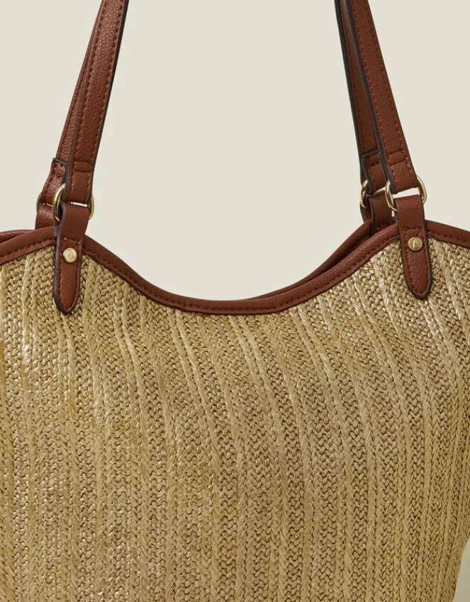 Accessorize Metallic Raffia Shopper Bag
