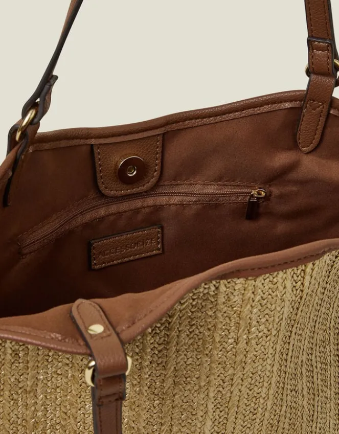 Accessorize Metallic Raffia Shopper Bag