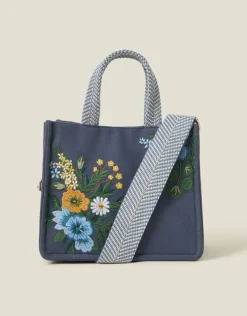 Accessorize Mini Floral Embroidered Cotton Handbag