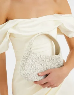 Accessorize Mini Hand-Beaded Pearl Handbag