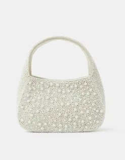 Accessorize Mini Hand-Beaded Pearl Handbag