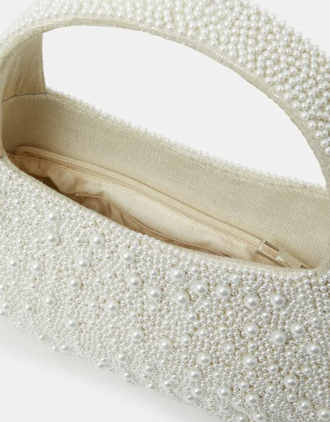 Accessorize Mini Hand-Beaded Pearl Handbag