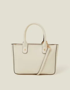 Accessorize Mini Woven Faux Leather Handbag Cream