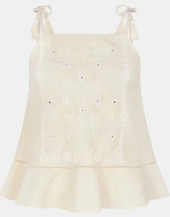 Accessorize Mirror Embroidered Cami Top Ivory