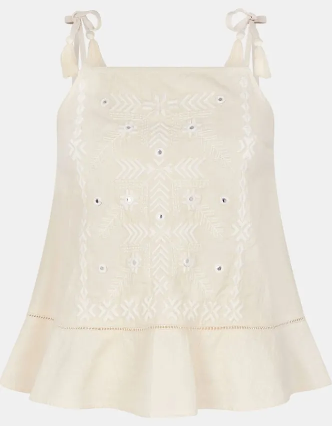 Accessorize Mirror Embroidered Cami Top Ivory