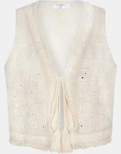 Accessorize Mirror Embroidered Waistcoat Ivory