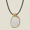 Accessorize Mother Of Pearl Pendant Cord Necklace
