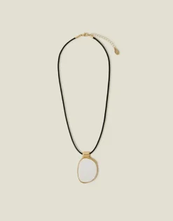 Accessorize Mother Of Pearl Pendant Cord Necklace