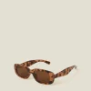 Accessorize Narrow Tortoiseshell Rectangle Sunglasses