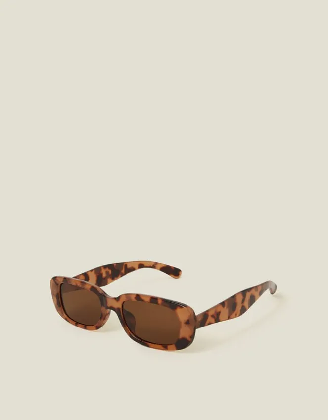 Accessorize Narrow Tortoiseshell Rectangle Sunglasses