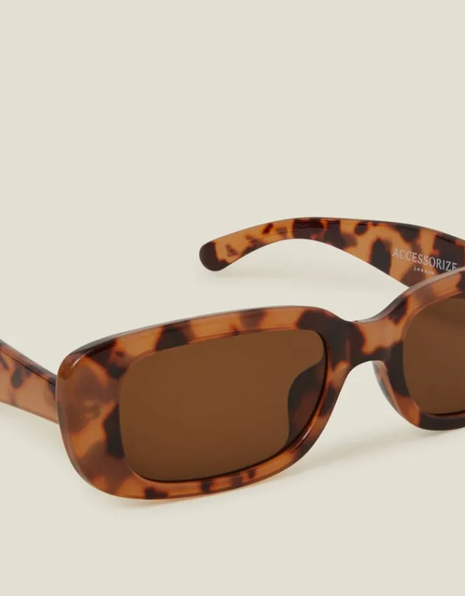 Accessorize Narrow Tortoiseshell Rectangle Sunglasses